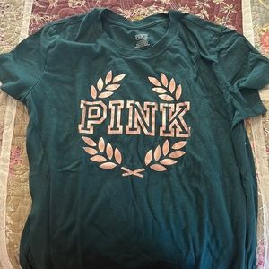 Victoria Secrets PINK dark green tee shirt